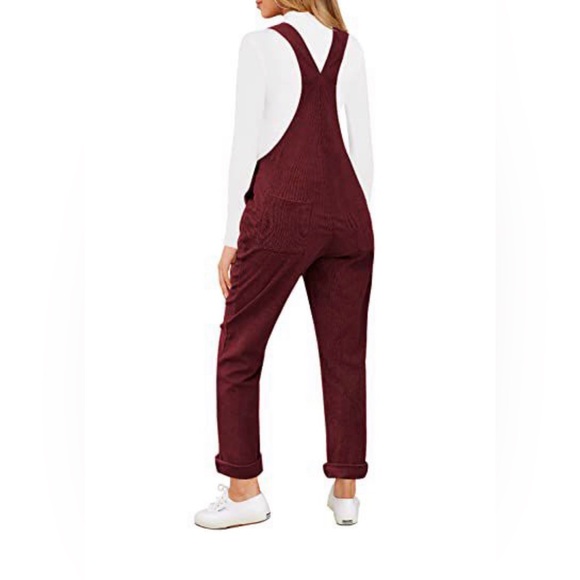 Burgundy Corduroy Overalls - Picture 2 of 4